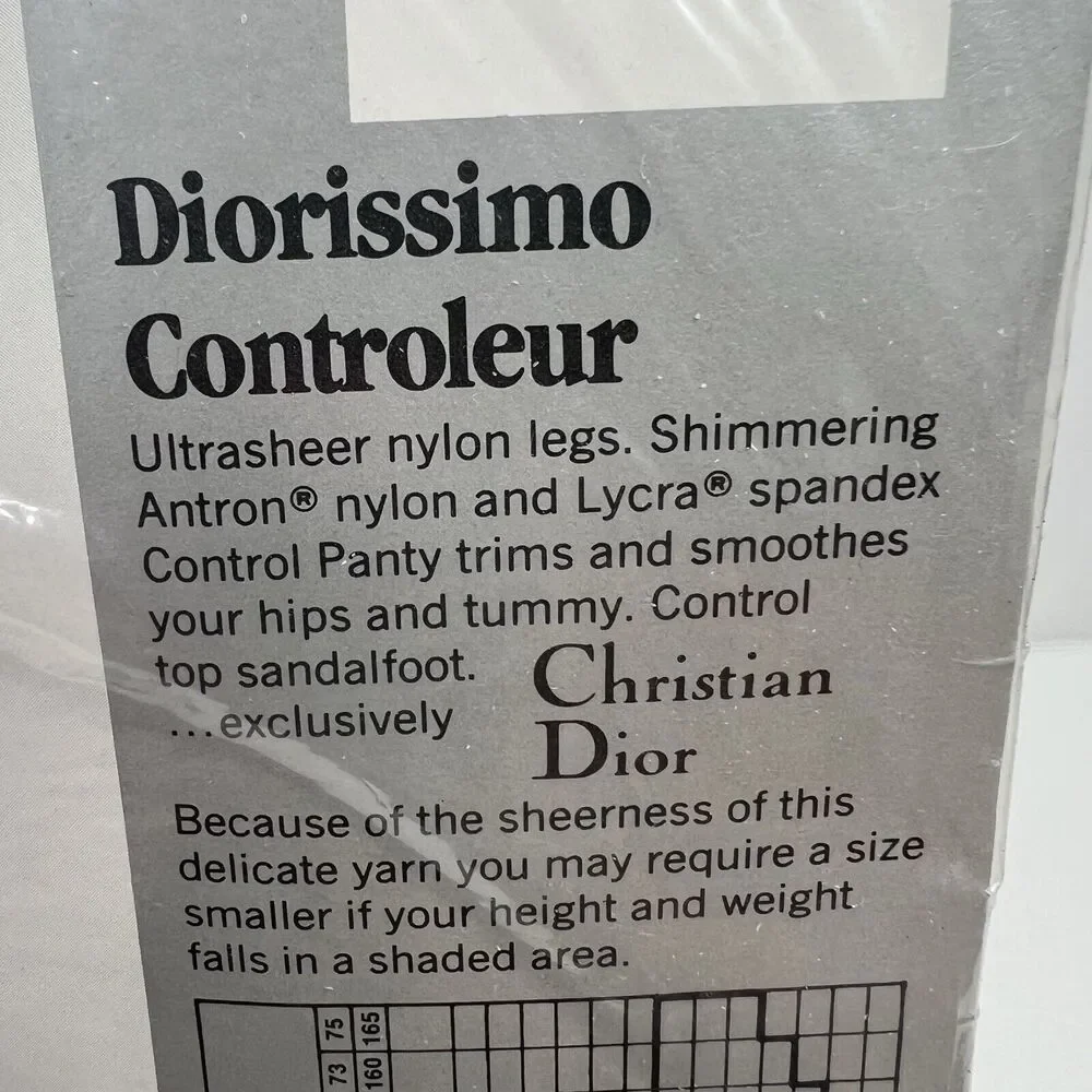 Vtg Christian Dior Panty Hose Stockings Nylons Olive Size 2 Fits 155-170 lbs USA